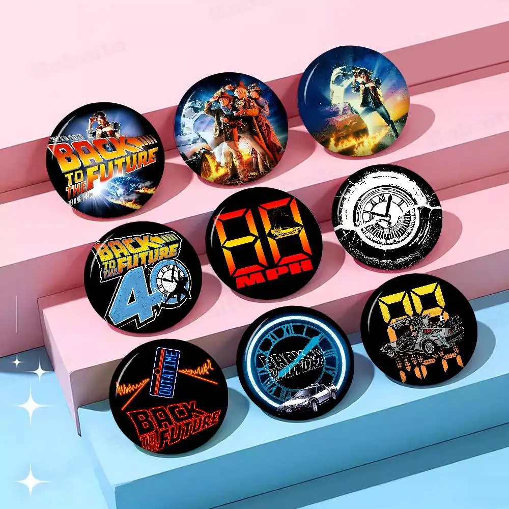 Movie Back To The Future 32/44/58mm Round Cartoon Brooches Handmade Pins for Backpack Jewelry Accessories Gifts Creative Badge