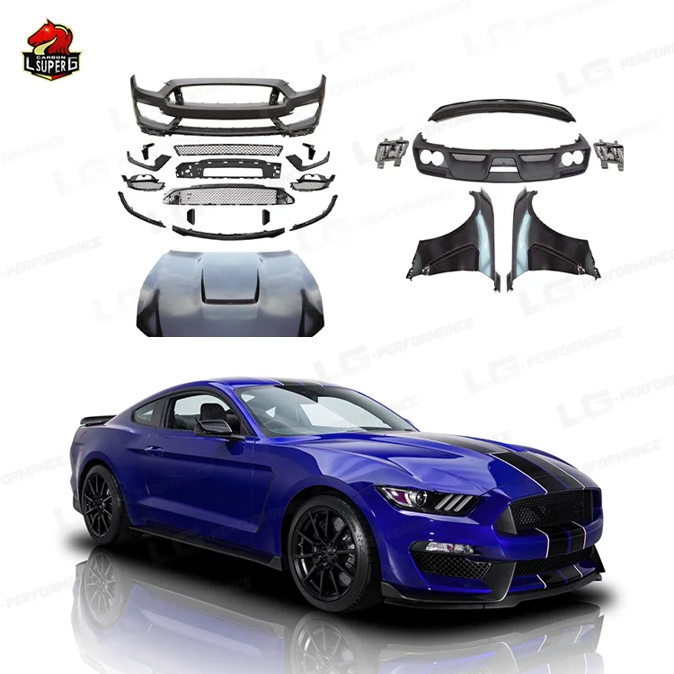 Good selling ! untuk Mustang 2015-2017 upgrade gaya GT350 Body Kit For  Ford Mustang bemper depan belakang, kap mesin knalpot