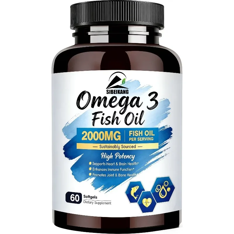 Omega-3 fish oil 2000mg soft capsules are rich in DHA, EPA, ALA, vitamin D3, and E-joint and immune antioxidant health support