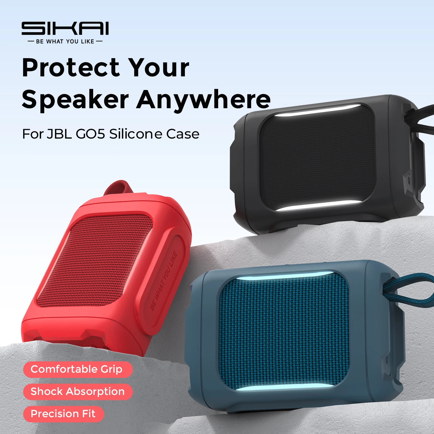 Capa de Silicone SIKAI para JBL Go 5, Capa Protetora para Caixa de Som Bluetooth JBL Go5, Capa Antichoque e Antirrisco