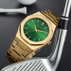 Luxury boutique alloy steel strip with simple lines dial for business parties quartz waterproof men's watch trendy fashionable