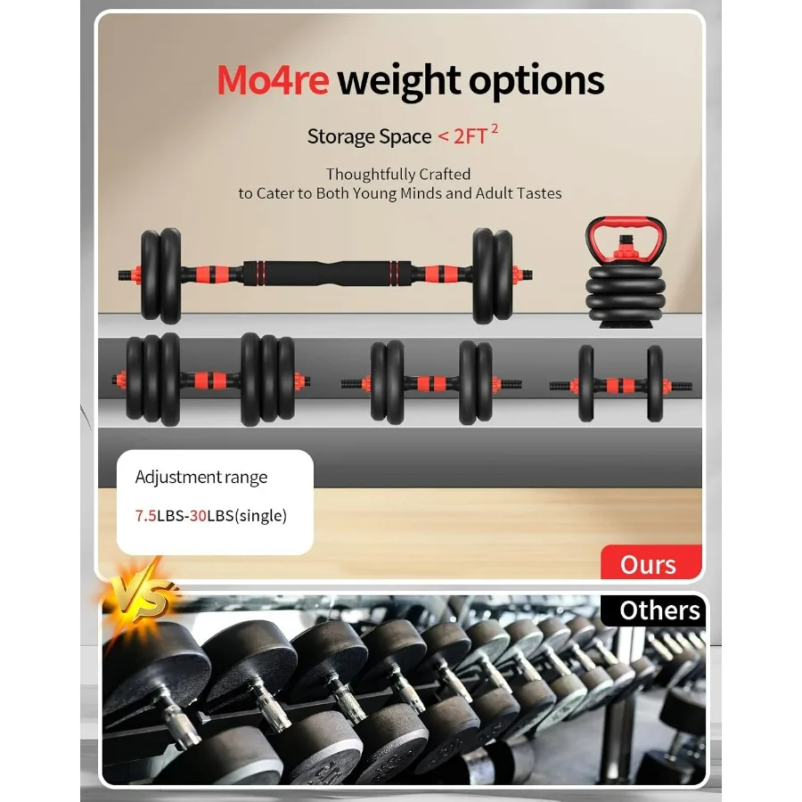 مجموعة أدوات الدمبل القابلة للتعديل 20 30 40 60 80 رطلًا مع موصل 4 في 1 مجموعة الدمبل المستخدمة كأثقال Kettlebells Push up St #5