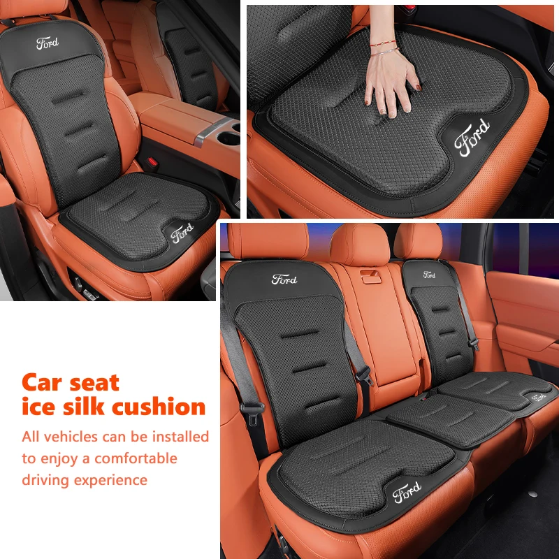 Cojín para respaldo de asiento de coche, almohadilla de seda de hielo transpirable Universal para Ford Escort KA Flex Everest KA Expedition Falcon Fusion