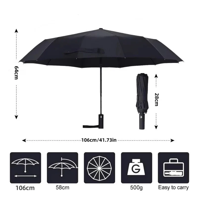 Oversize 106cm 24 Bones Auto Open Close Folding Umbrella UV Protection Sun Shade Windproof Rain Umbrella For Outdoor Beach