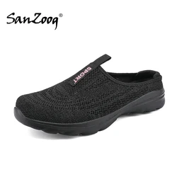 Summer Big Size 41 42 Slip On Shoes For Women Mesh Half Shoes Slippers Slides Dropshipping Breathable Light Weight Comfortable