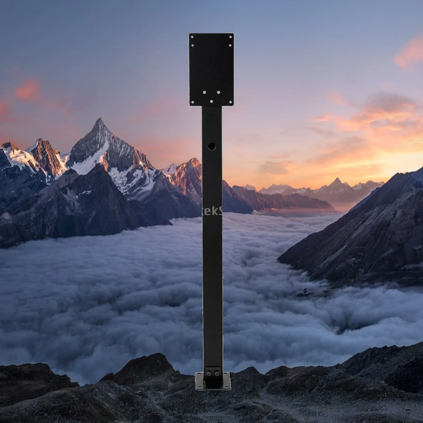 EV Charger Pedestal Pre-Drilled Holes Reinforced EV Charger Support Post with Mounting Base for Parking Areas, Garages