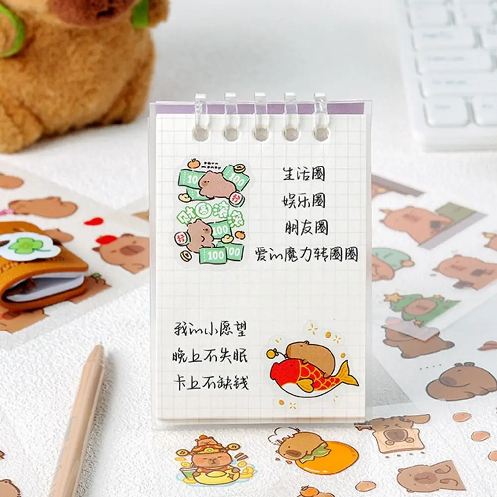 6 Pcs/Bag Cute Capybara Hand Ledger Stickers Creative Cartoon Animal Scrapbooking DIY Material Aesthetic Waterproof