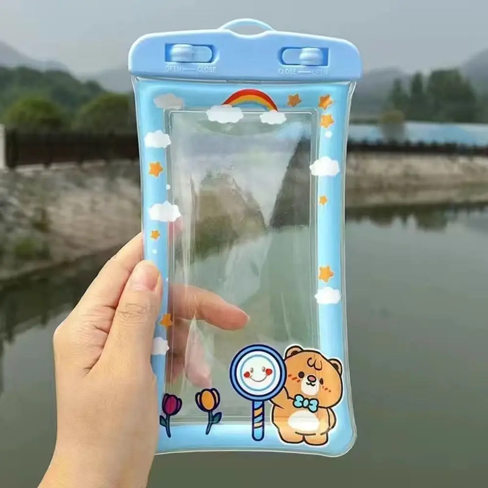 Seal Type Mobile Phone Waterproof Bag Transparent Cartoon Screen Rainproof Bag Universal Underwater Dry Phone Hanging Bag