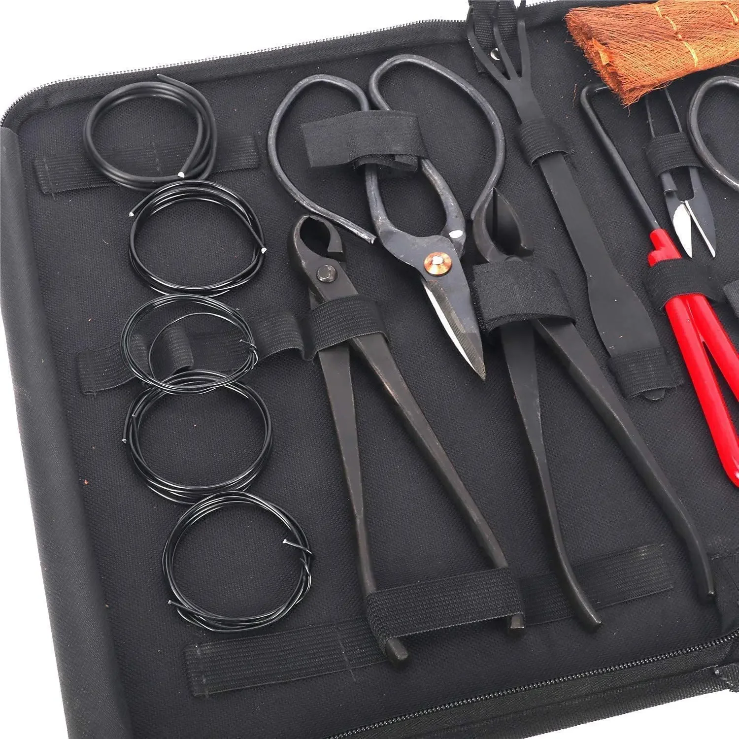 Aço carbono Bonsai Poda Tool Set, cortador extensivo, tesoura Kit com Nylon Case para Jardim, DIY Hand Tool, 15pcs