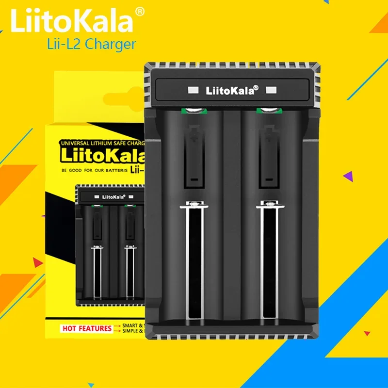 LiitoKala 18650 Battery Charger Lii-L2 L4 for 3.7V 26650 21700 20700 20650 18500 18490 18350 CR123A Rechargeable Battery Charger