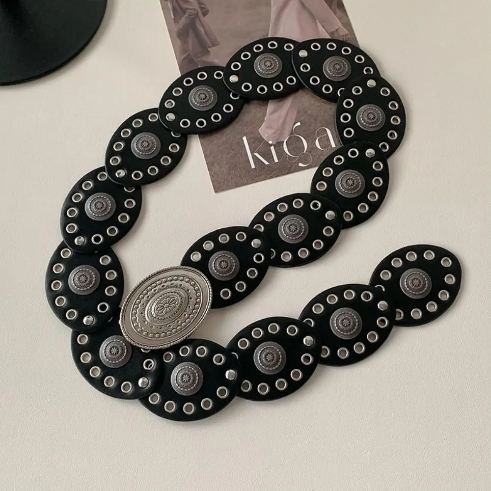 حزام نسائي كلاسيكي عصري من جلد البولي يوريثان أسود وبني حزام خصر بيضاوي فستان بوهو فاسق حزام جينز ملابس الشارع #5