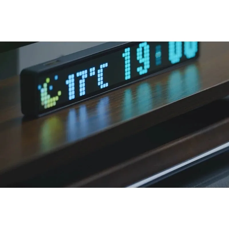 LED dot matrix pixel clock pickup voice-activated music spectrum light WiFi network time Weather display desk clock