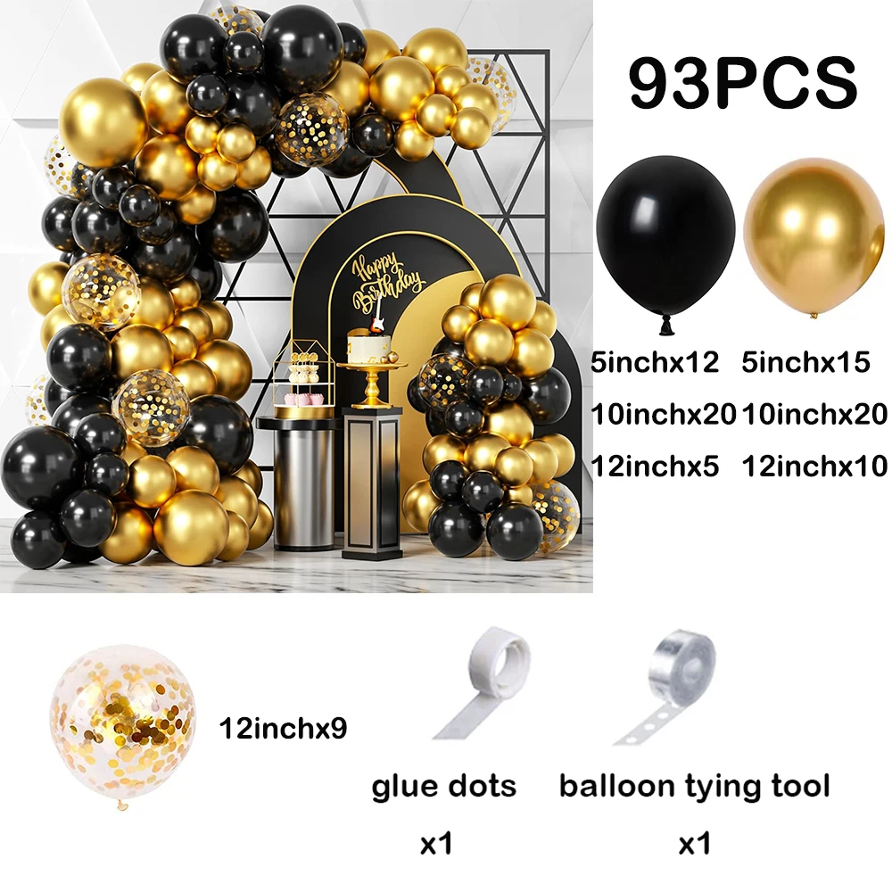 Black Gold Balloons Garland Kit Metallic Gold Balloon Arch Wedding Graduation Decor Baby Shower Birthday Party Decoration Globos