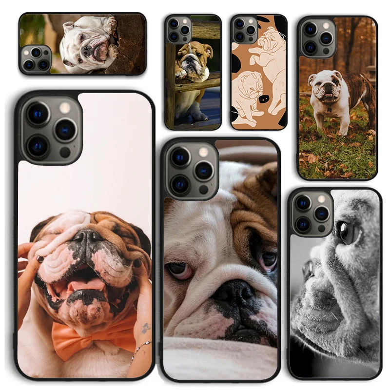 British English Bulldog Phone Case for iPhone 16 15 14 12 13 mini PLUS X XS XR 11 PRO MAX Back Cover Fundas Shell