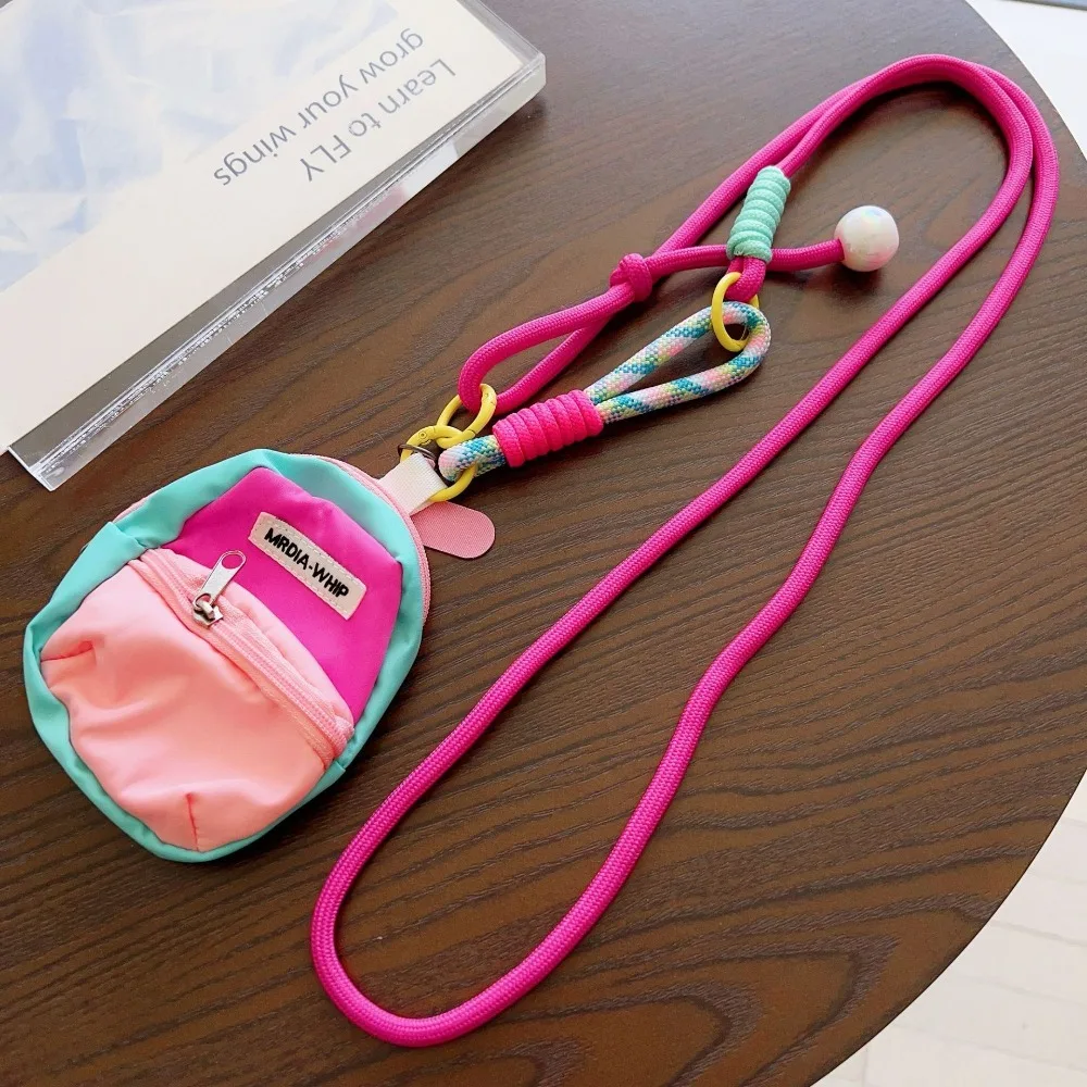 Beaded Crossbody Phone Lanyard Color Splicing Anti-Lost Phone Lanyard Pouch Adjustable Multifunctional Mobile Phone Lanyard