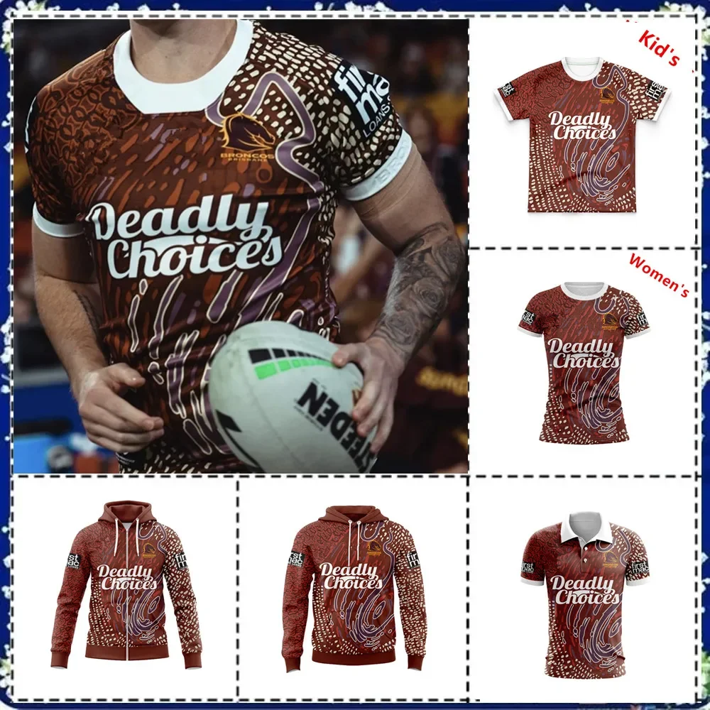 

2024 BRISBANE BRONCOS MENS INDIGENOUS RUGBY Hooded zipper TRAINING JERSEY Kids - Women's Size: S-5XL ( Print name and number )