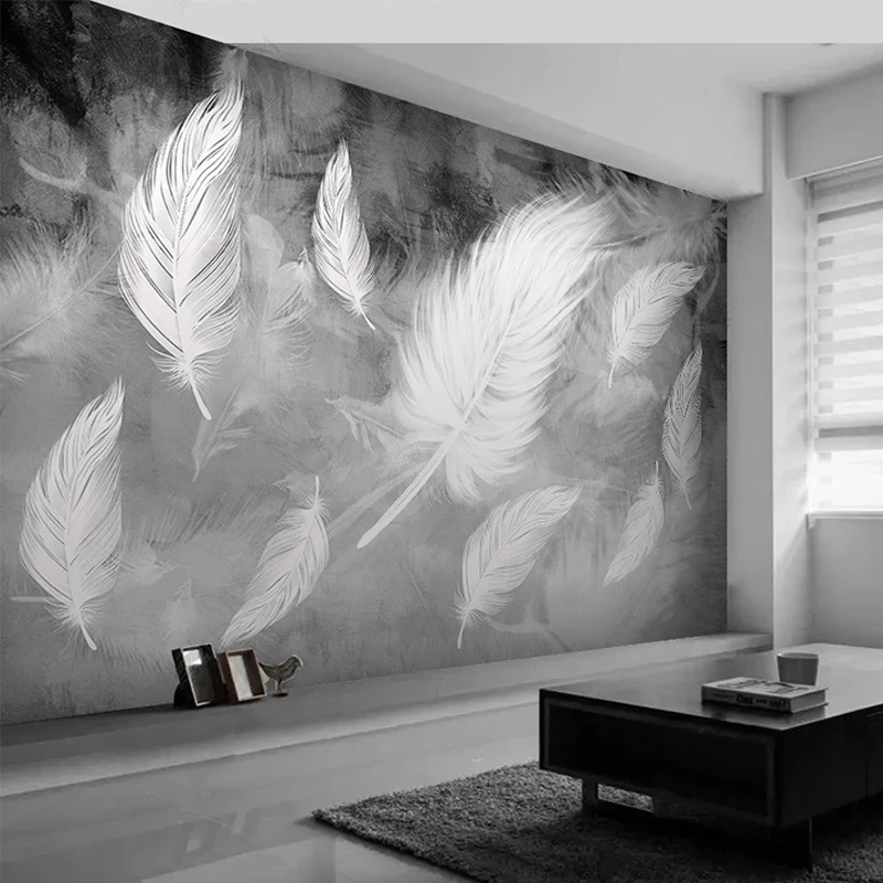 Custom 3D Wallpaper Modern Simple White Feathers Photo Mural Bedroom Home Decor Living room sofa TV background wall restaurant