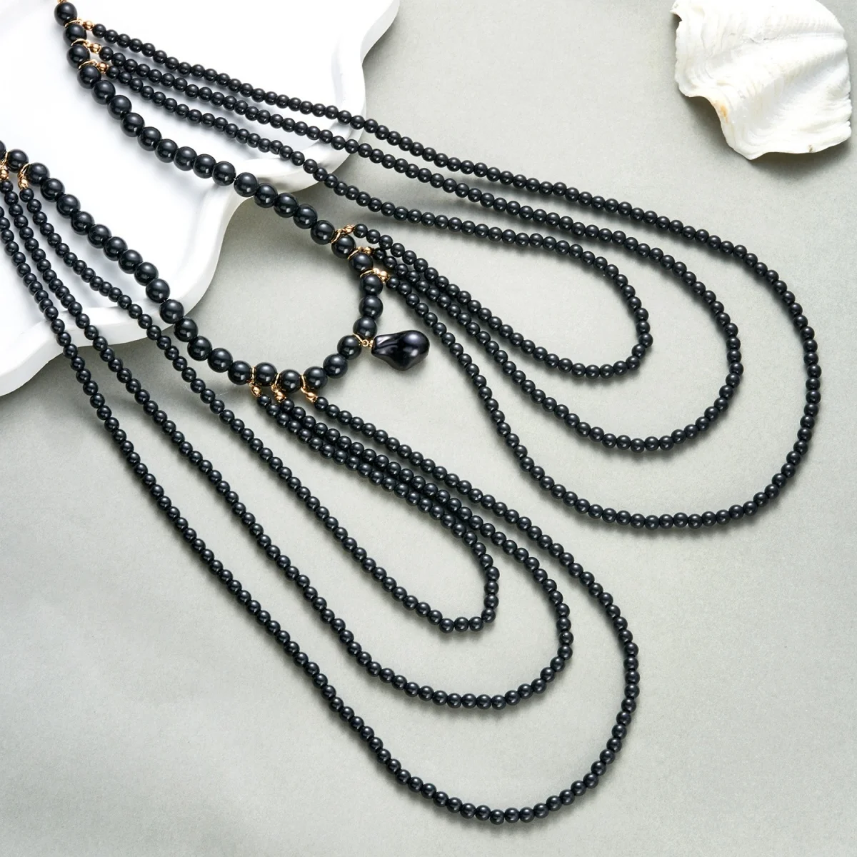 Barocke Unregelmäßige Simulierte Perlen-Choker-Halskette Elegante Mehrschichtige Quasten-Hochzeits-Bankett-Schulterkette Körperschmuck – Detail 21