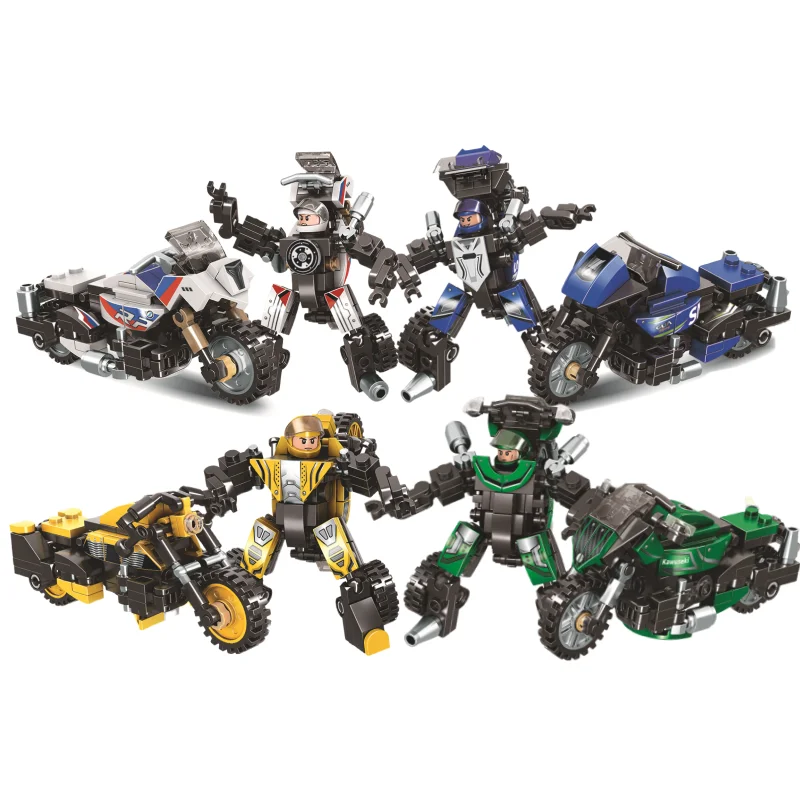 Technical Expert Famous Motorcycle Ninja Building Blocks Mini Model Action Figures Simulation Locomotive Transformation Toy Gift