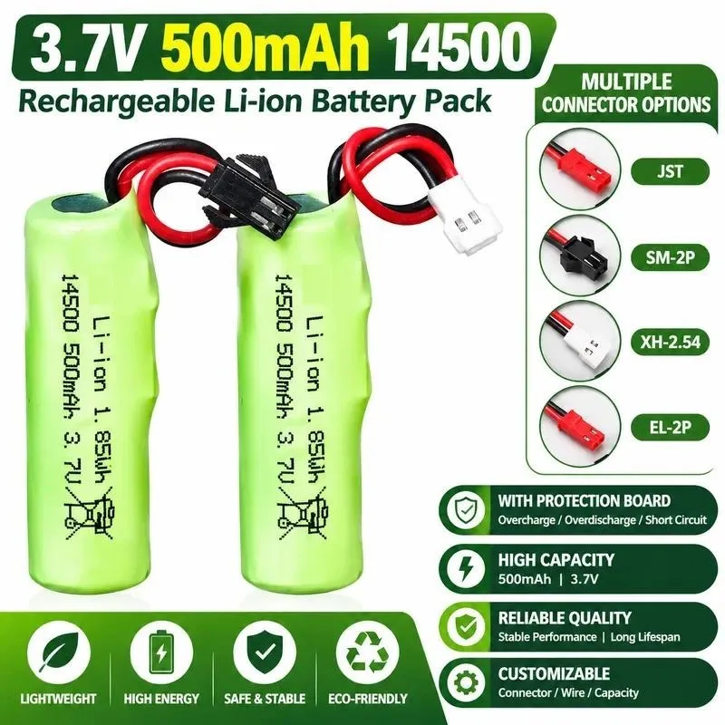 Wholesale 3.7V 500mAh 14500 Lithium Battery with 9A Protection Board for Power Toy Car Accessories Climbing Car Battery