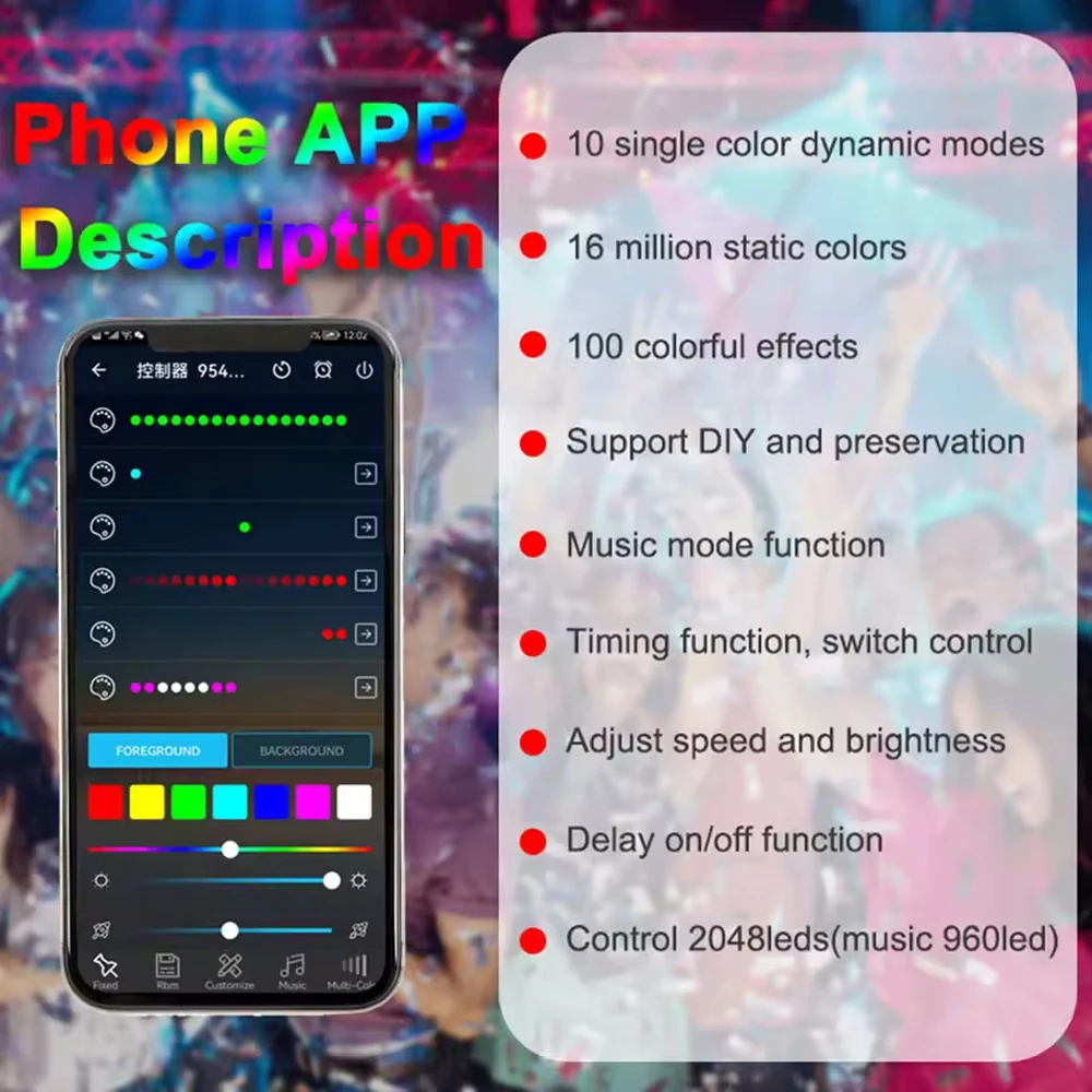 DC5V WS2812B Firework Lights Individually Addressable Led Strip Module with 28 Keys Remote USB Bluetooth Music Controller