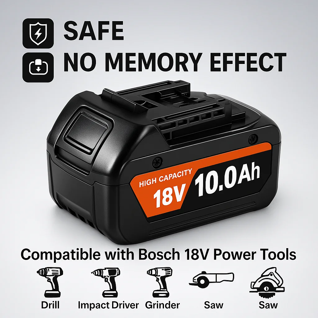 

High Capacity 18V Replacement Battery for Bosch Cordless Tools Compatible with BAT609 BAT618 BAT614 Rechargeable Lithium Pack