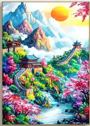 9ct 60x80cm The Great Wall Embroidery DIY Chinese Style Printed Kits Cross Stitch Needlework Set Home Decor Crafts