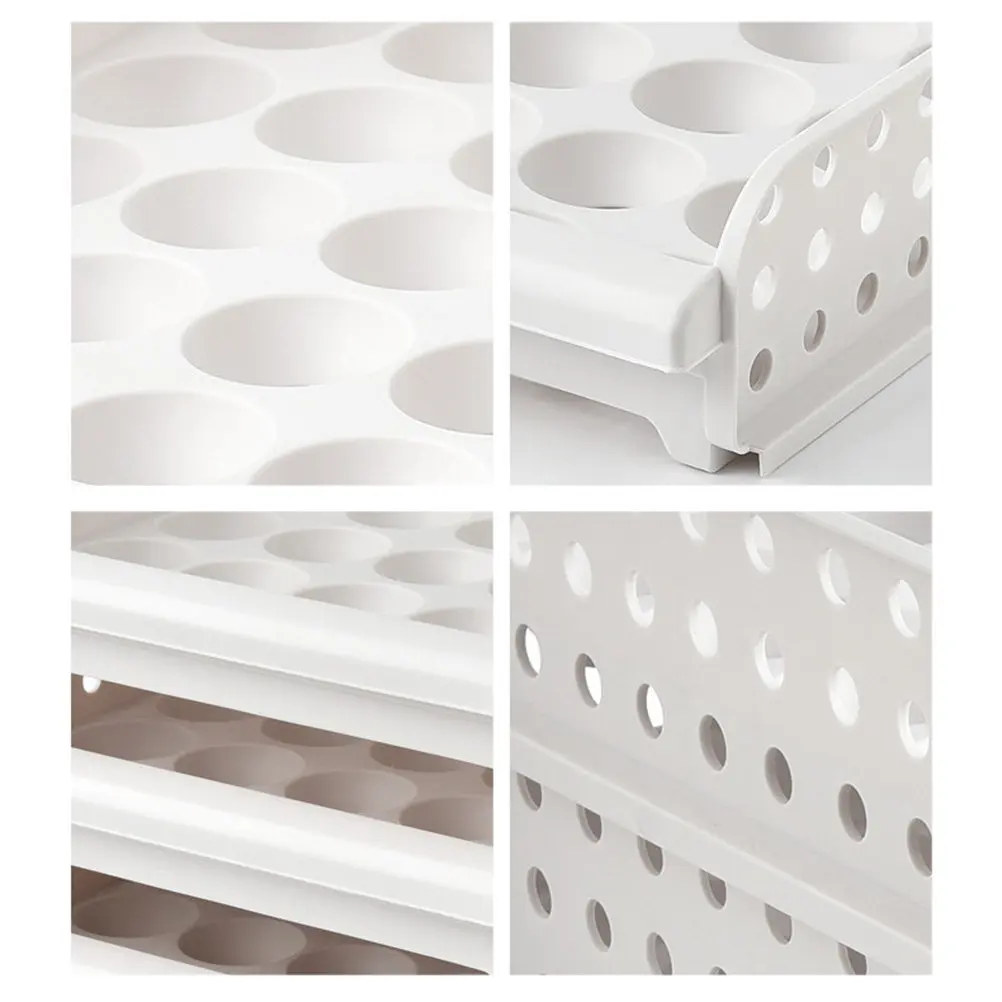 2-Layer Stackable Egg Box 30 Grids Per Layer Hygienic Food Grade Plastic Egg Container for Fridge Freezer Cupboard Drawer