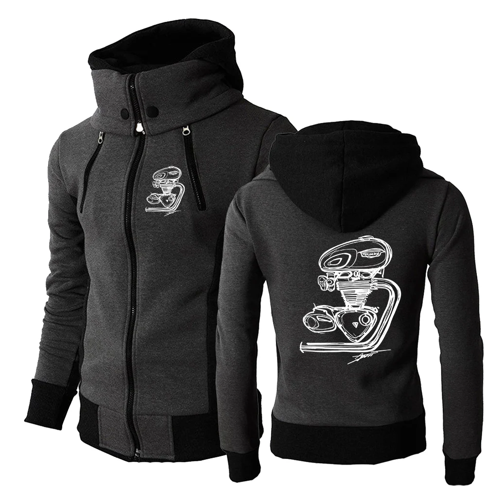 

Motorcycle Engine Modified Retro The men's three-color zipper pullover is suitable for spring and autumn hoodies jacket