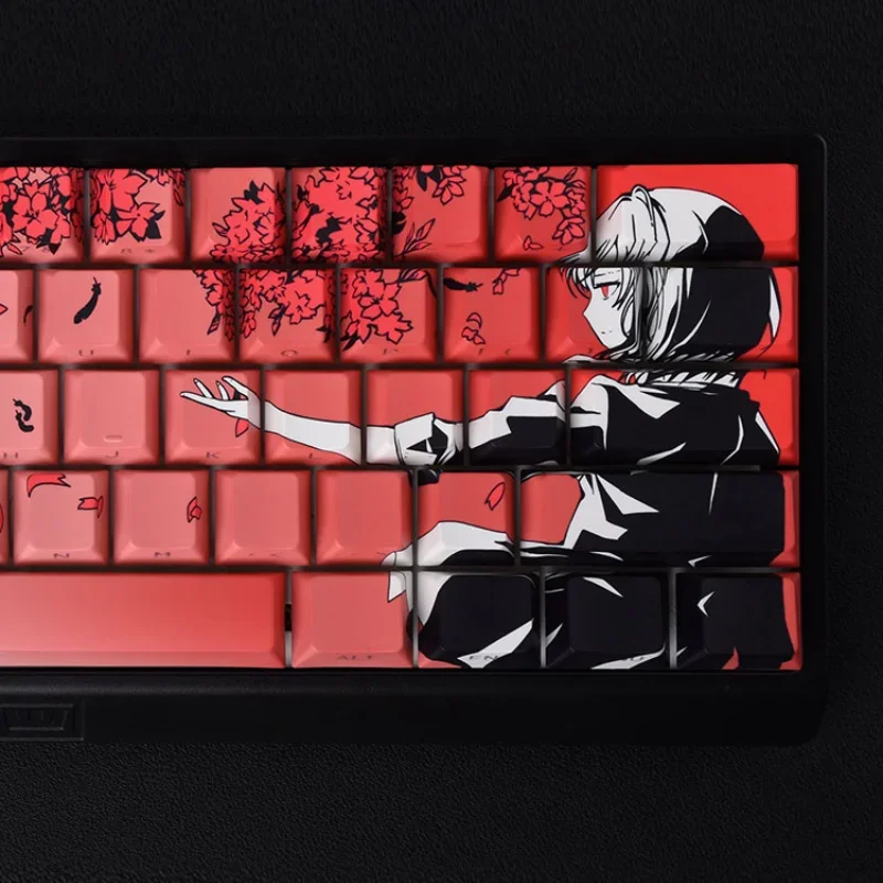 Imagem -02 - Makima Anime Keycaps Conjunto Pbt Tampas de Teclado Personalizado Sakura Raven Alegre Perfil Chave para Teclado Mecânico Acessório 134 Teclas