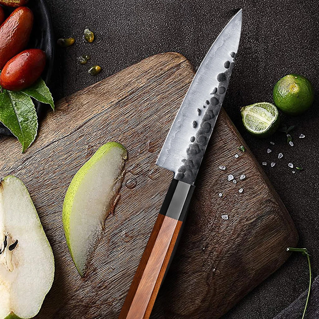 5.5' inch Japanese Petty Knife 3 Layers Composite Steel Chef Kitchen Utility Knife Cooking Tool Paring Knife Rosewood Handle