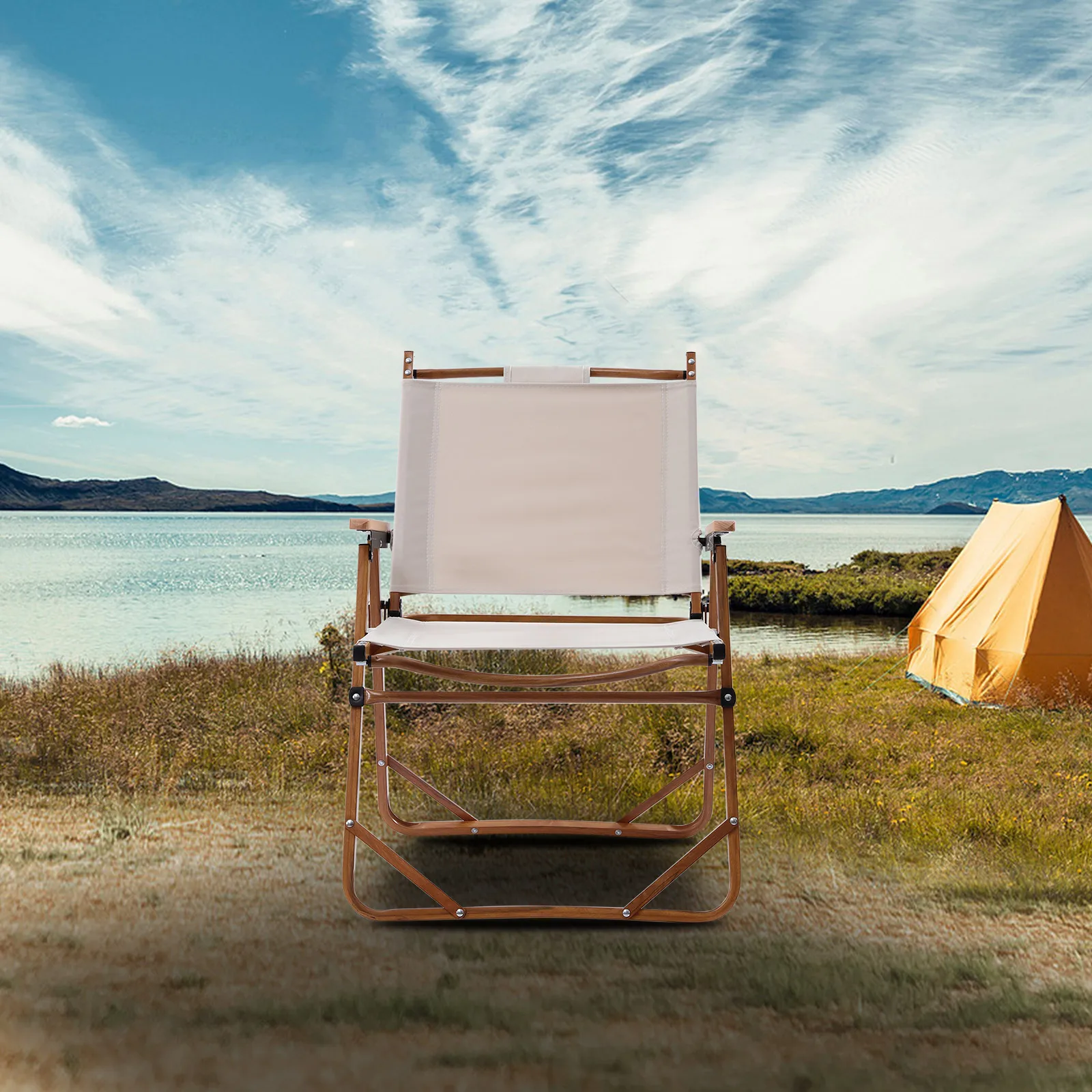 Outdoor Portable Folding Fishing Chairs, Aluminum Beach Chairs, Suitable For Outdoor And Indoor Hiking, Lawn Picnics White