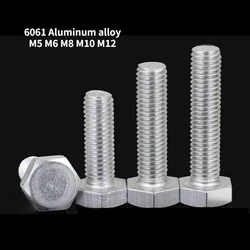 4-40pcs M5 M6 M8 M10 M12 6061 Aluminum Alloy Hexagonal Screw Hexagonal Bolt Thread Length 8mm-60mm