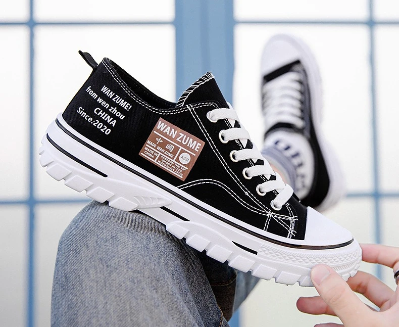 Mode rutschfeste Männer Casual Canvas Schuhe Bequeme flache Turnschuhe – Detail 4