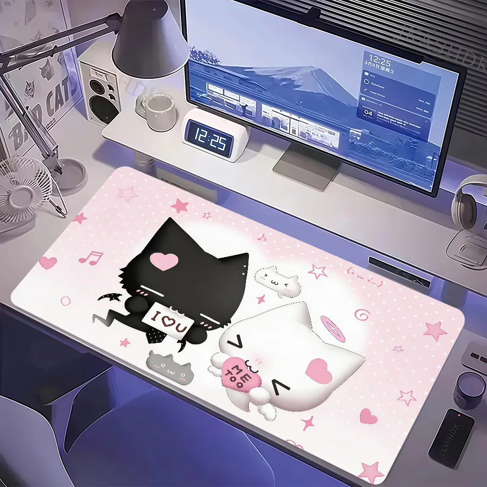 Cute Cat Music Note Pudding Mouse Pad Large Non-slip Lockedge Desktop Computer Desk Mat Keyboard MousePad Office Gamer Student