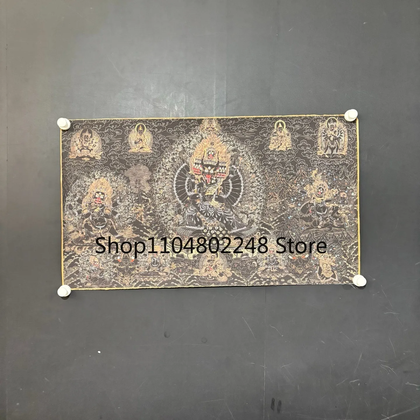China Old Tibet Kraft paper thangka Painting Da Weide Diamond Buddha Statue