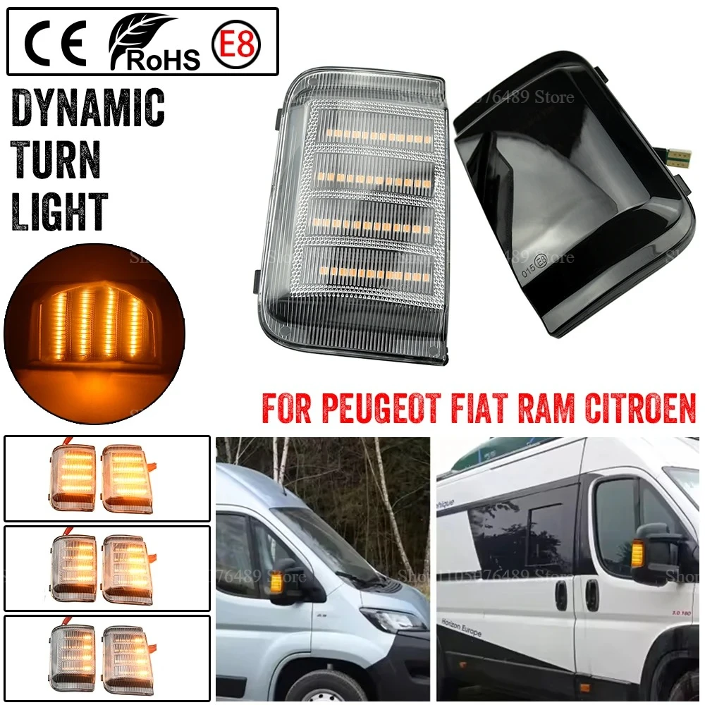 2pcs Dynamic Mirror For Peugeot Boxer Fiat Ducato Citroen Jumper RELAY RAM PROMASTER Light LED Blinker Turn Signal