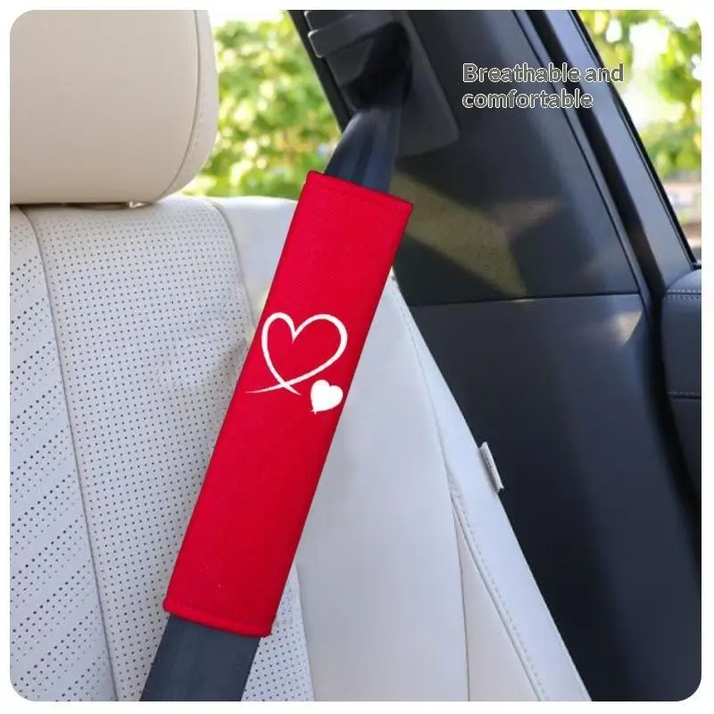 1/2PCS Heart-shaped Embroidered Car Seat Belt Shoulder Pads Soft Breathable