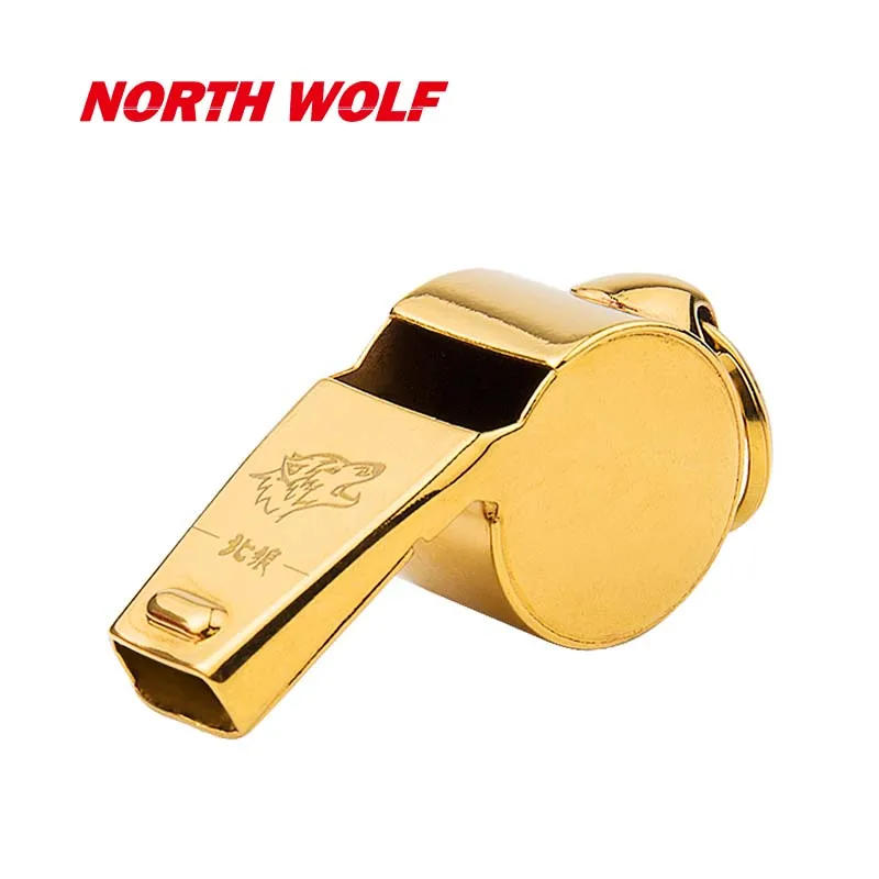 

2021 New Referee Whistle Titanium Plated Golden Outdoor Training Treble Wood Core Gift Pack Coach Whistle