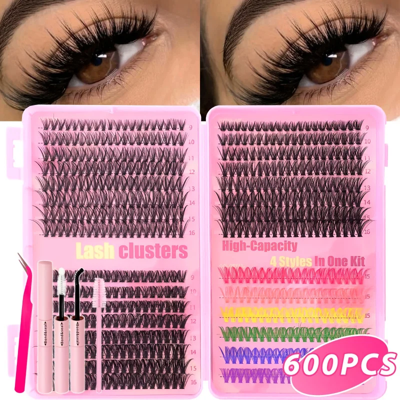 640/600/256/192PCS Large-Capacity Colored 30D 40D 50D & 80D Fluffy Eyelashes – Soft Volume, Natural Look, Waterproof Lightweight