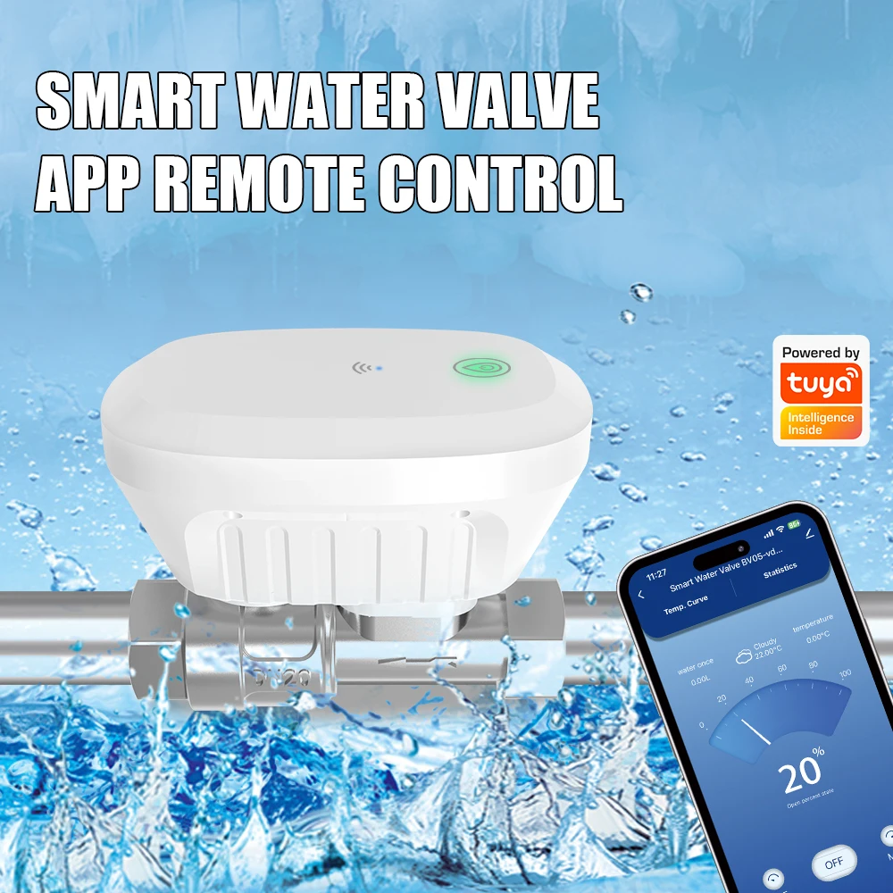 

DN20 Smart Water Valve 3/4 Smart Water Management System WiFi Remote Control Faucet Timer for Hose, Sprinkler Water Timer Auto