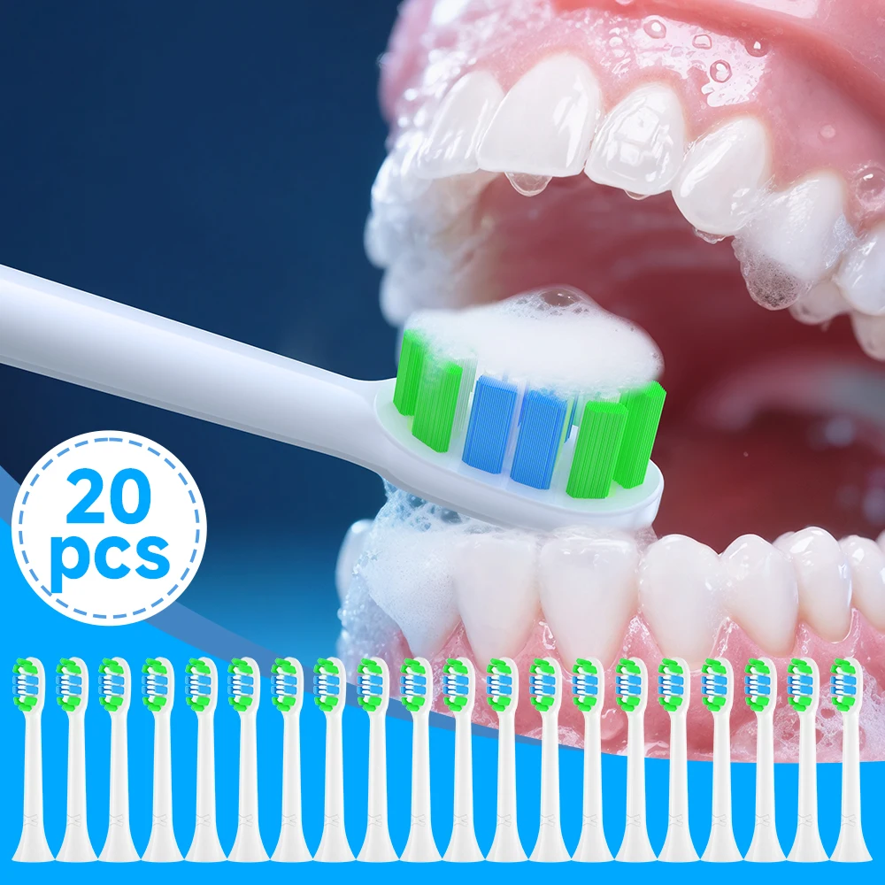 

Сменные насадки для зубных щеток, 20 шт., совместимые с электрическими зубными щетками Philips HX6100, HX6252, HX9334, HX6530, HX6064