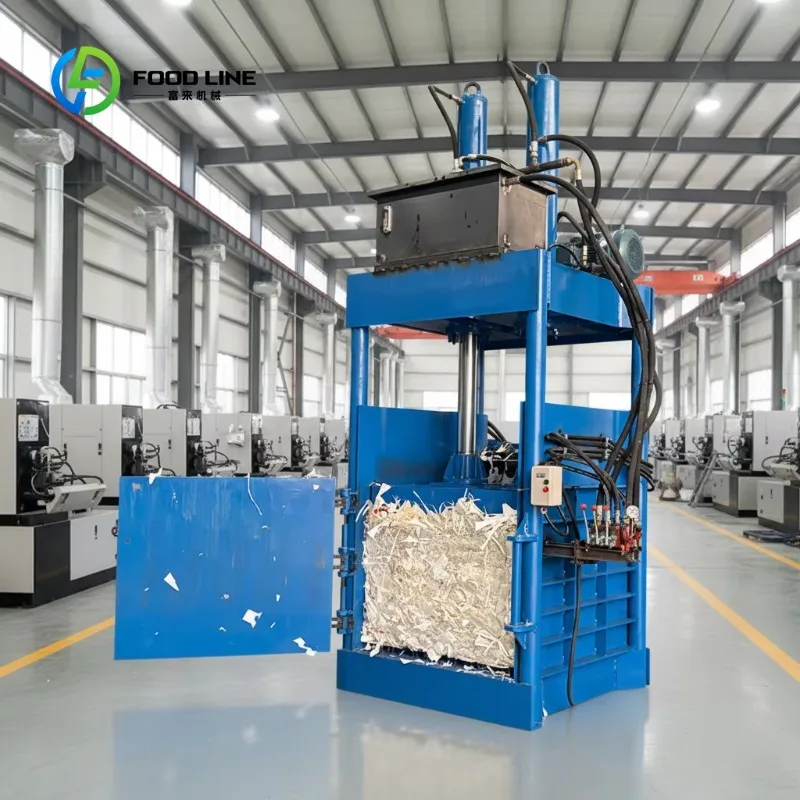 Powerful 7.5KW Hydraulic System Press User Friendly Button Operation Panel Vertical Hydraulic Baler