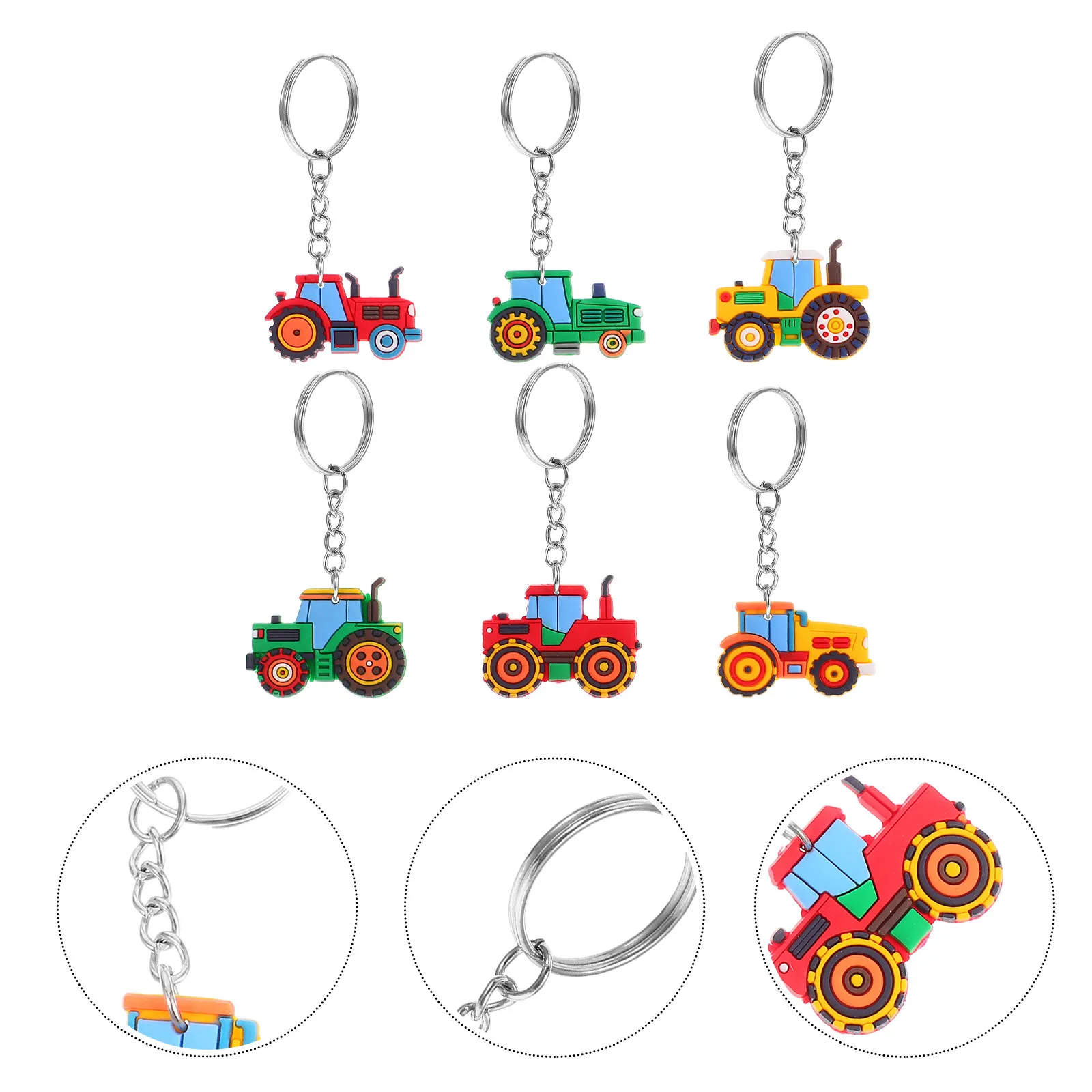 6Pcs Excavator Keychain Mini Keychains Tractor Crane Theme Party Favors Celebration