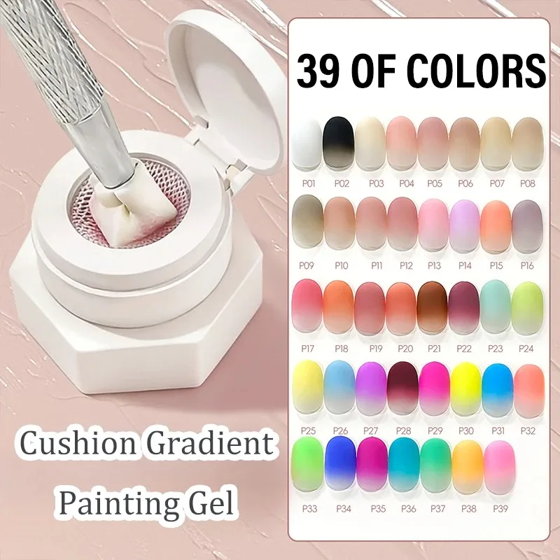 39-Farben Air Cushion Patting Gel, hochsättigendes Blush-Gradient-Ombre-Nagelkunstgel, kein Reinigen erforderlich, UV-LED-härtender, ablösbarer Nagellack – Detail 8