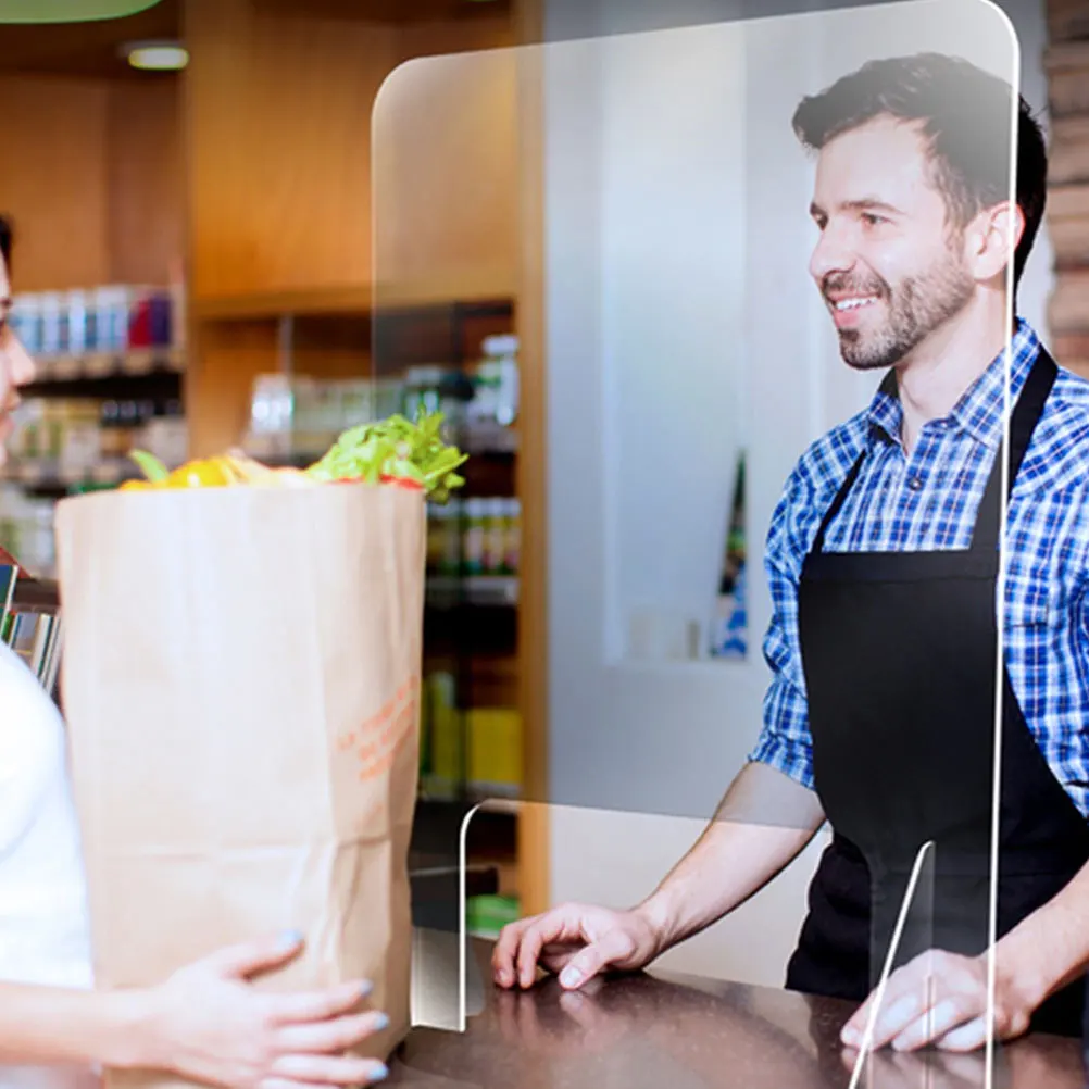 

Anti-Spray Acrylic Board 40X40X0.4Cm Transparent Isolation Plate For Office School Canteen Desk Workstation Protection