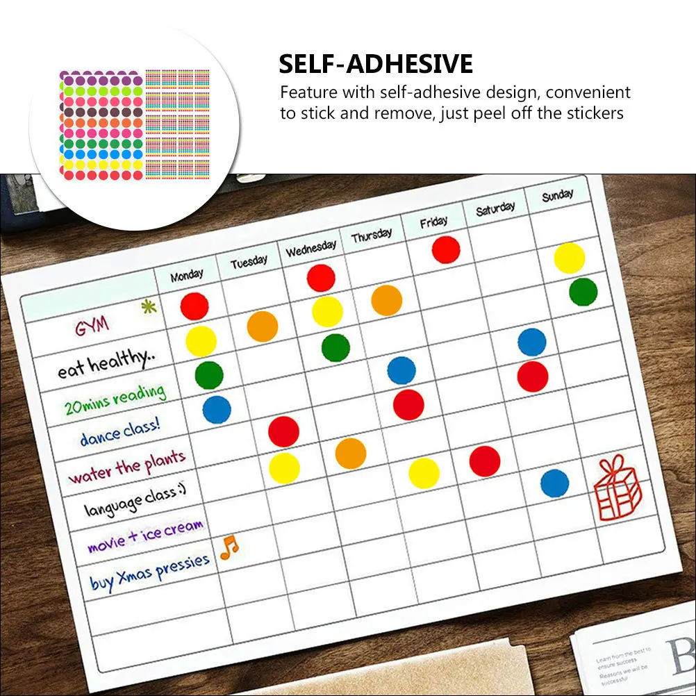 

1400Pcs Round Dot Label Stickers Removable Colored Circles Self Adhesive for Documents Jars Bottles Dot Stickers