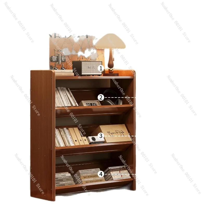 Elegant Floor Standing Bookcase Storage Shelf for Kids Students Study Room Living Room Organizer Integrated Wall Corner Cabinet