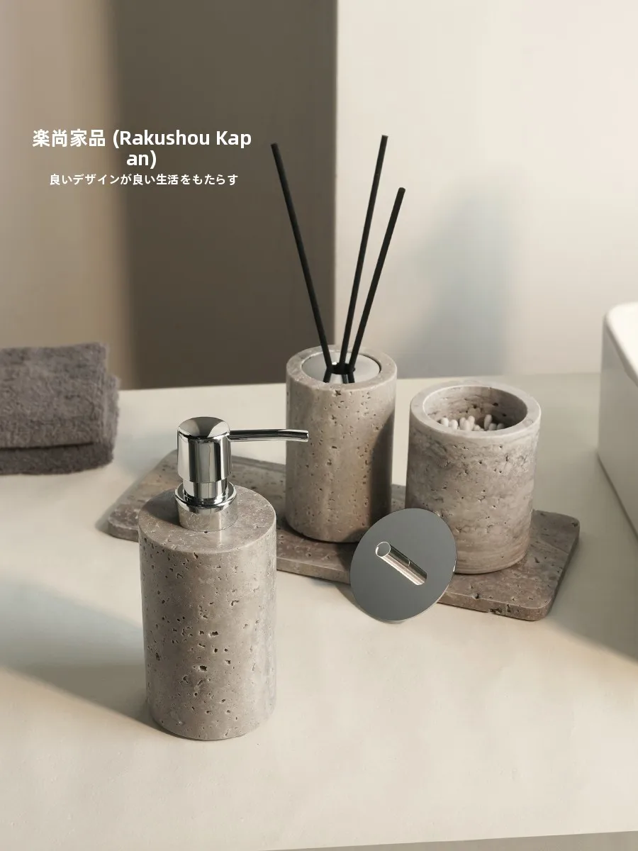 

l Silver ey Hole Stone mat Sle Sample Room Tissue Box Hand Sanitizer Bottle Storage Tray Batoom Set