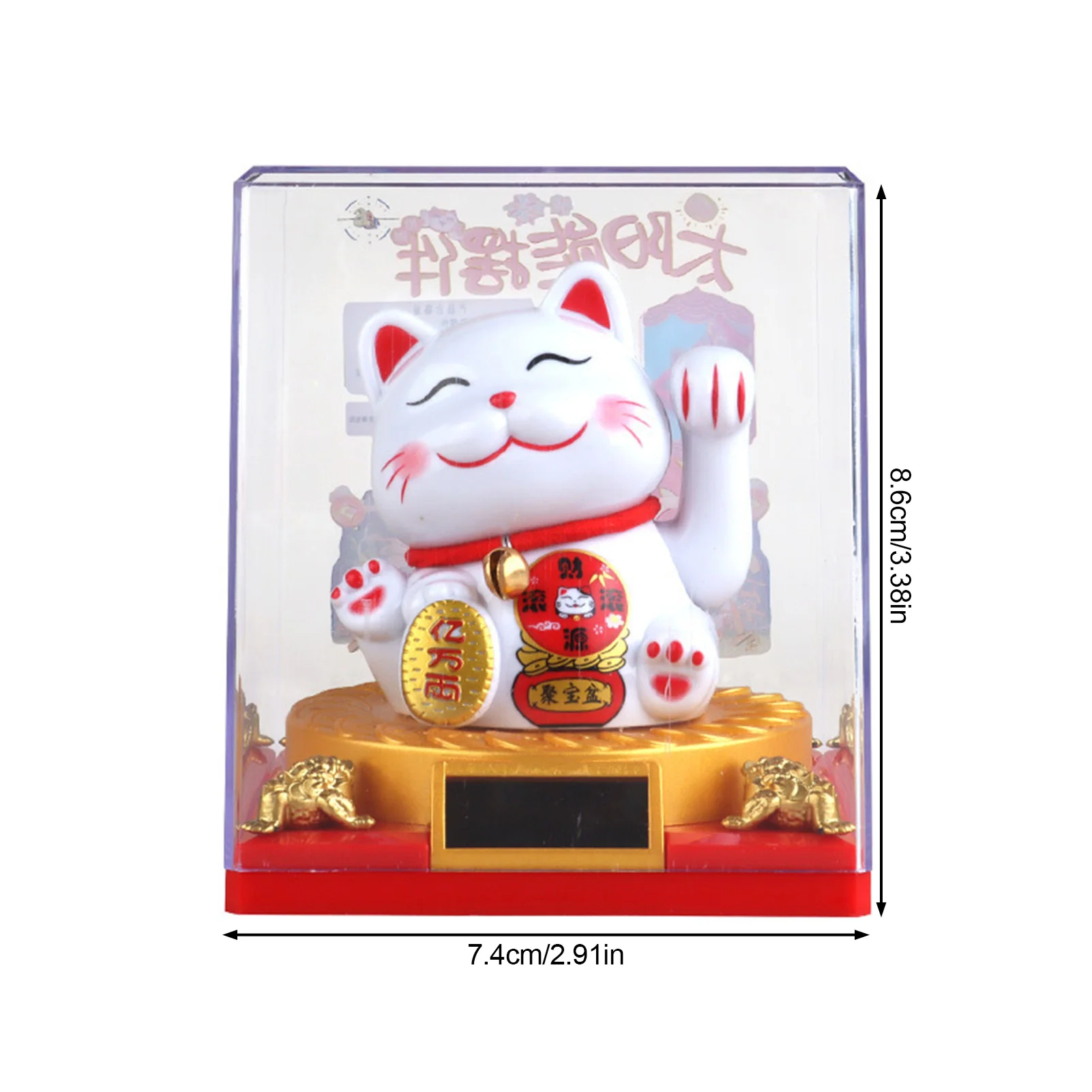 3 Inch Lucky Cat Figurine For Office Desk Ornament Solar Powered Full Of Good Fortune Figurine Chinese Decoration Crafts